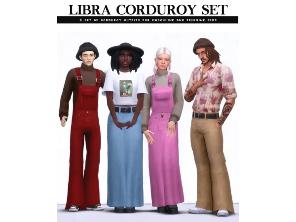 Maxis Match Libra Corduroy Set by nucrests - The Sims 4 Custom Content
