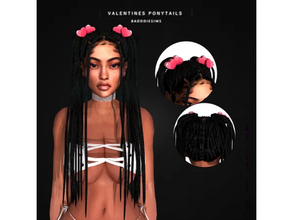 Alpha VALENTINES PONYTAILS by BADDDIESIMS - The Sims 4 Custom Content