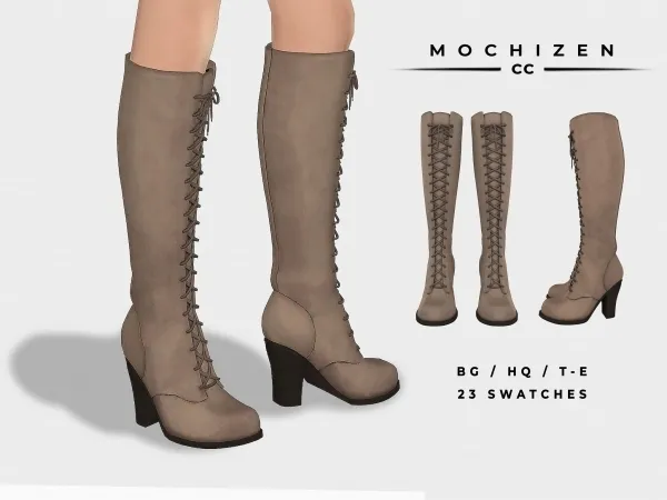 Maxis Match Mochizen Leather Knee High Boots by mochizen-cc - The Sims 4 Custom Content