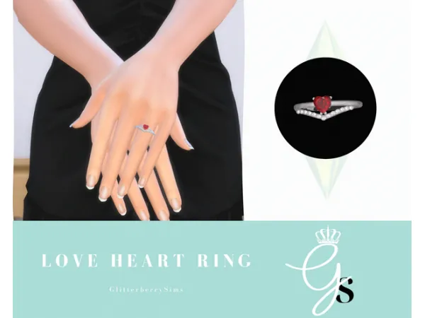 Alpha Love Heart Engagement Ring by Glitterberry Sims - The Sims 4 Custom Content