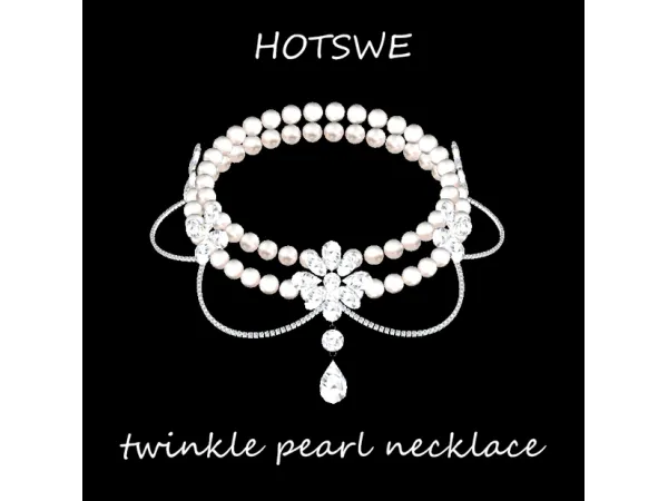 Alpha [HOTSWE]twinkle pearl necklace by HOTSWE - The Sims 4 Custom Content