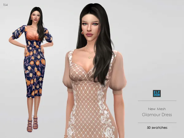 Maxis Match Glamour Dress - The Sims 4 Custom Content