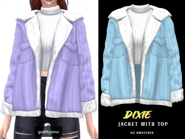 Alpha Dixie Jacket with Turtleneck Top - The Sims 4 Custom Content