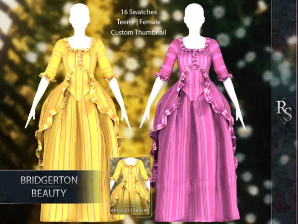 Alpha Bridgerton Beauty Gown by Revolution Sims - The Sims 4 Custom Content
