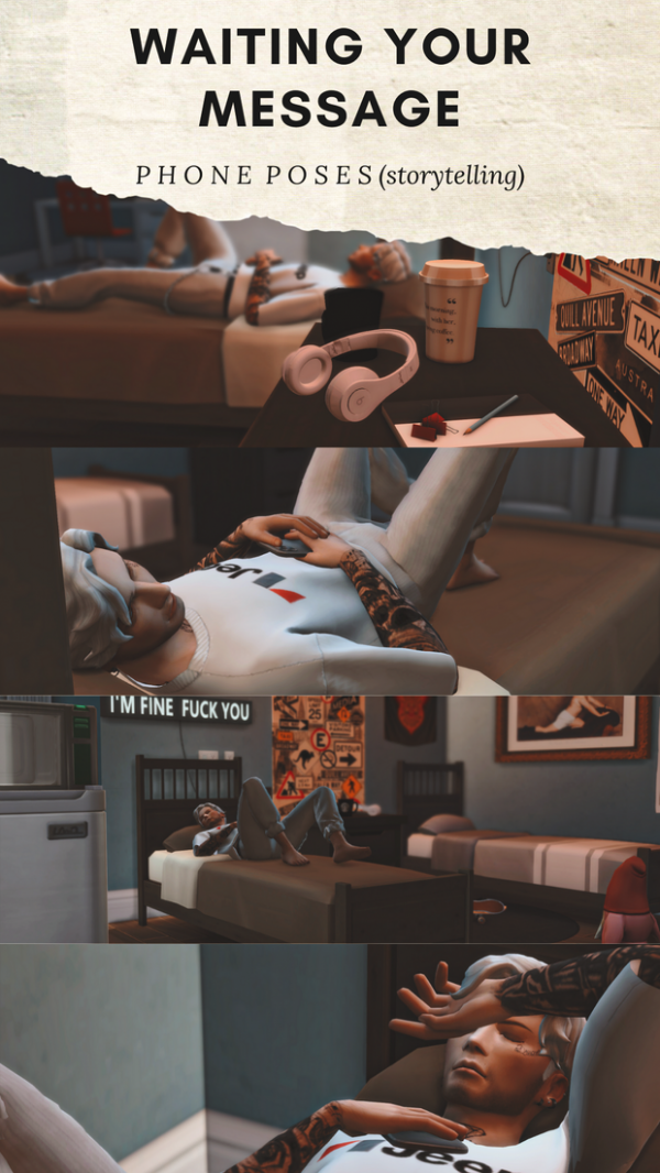 Maxis Match [Namifly] Wainting your message POSEPACK by simsfinds - The Sims 4 Custom Content