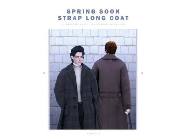 Mix BED_TS4 M Spring soon strap long coat by BED MUSAE - The Sims 4 Custom Content