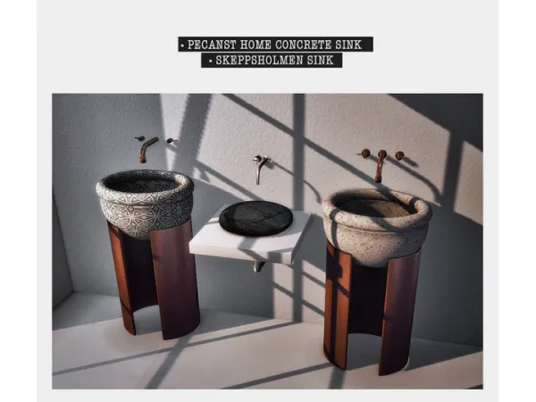 Alpha Sink Duo Keisarinna Side Tables by Hel Studio - The Sims 4 Custom Content