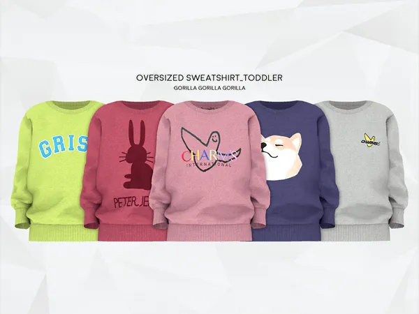 Alpha gorillax3 Oversized Sweatshirt_Toddler - The Sims 4 Custom Content