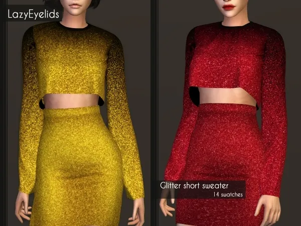 Alpha Glitter short sweater - The Sims 4 Custom Content