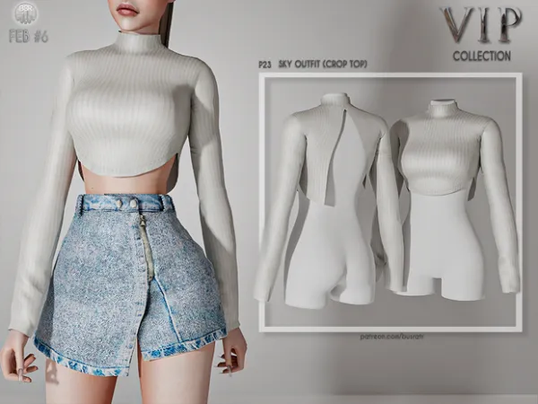 Alpha Sky Outfit (Crop Top) P23 tr by busratr - The Sims 4 Custom Content