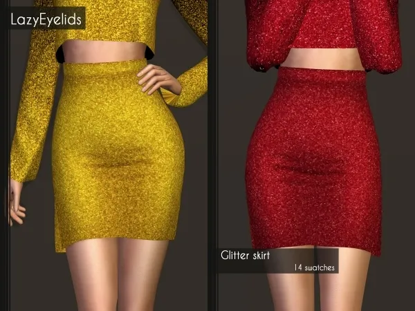 Alpha Glitter skirt - The Sims 4 Custom Content