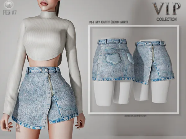 Alpha Sky Outfit (DENIM SKIRT) P24 tr by busra - The Sims 4 Custom Content