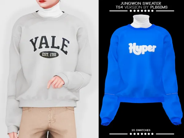 Alpha Jungwon Sweater - The Sims 4 Custom Content