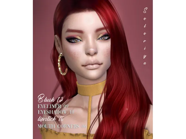 Alpha Blush 12 eyeliner 09 eyeshadow 10 lipstick 16 mouth corners 06 Sims 4 by soloriya - The Sims 4 Custom Content