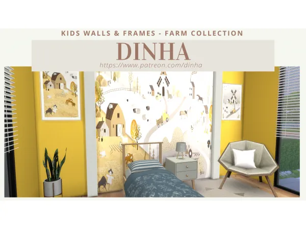 Alpha Kids Walls Frames Farm Collection - The Sims 4 Custom Content