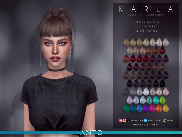 Alpha Karla Hairstyle by anto - The Sims 4 Custom Content