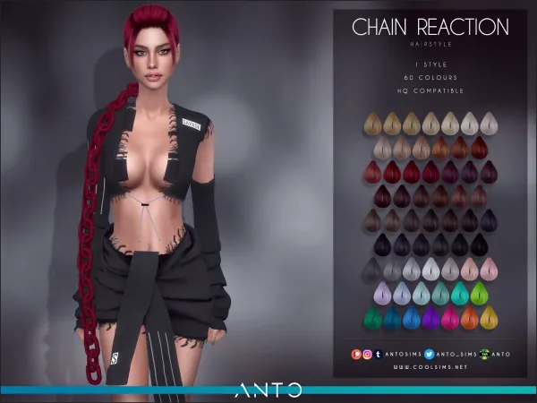 Alpha Chain Reaction Hairstyle by antosims - The Sims 4 Custom Content