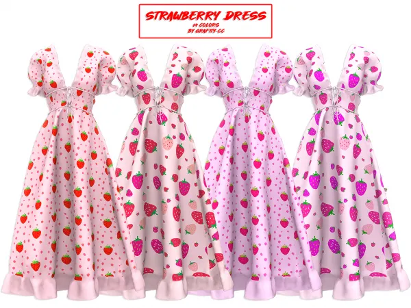 Alpha Strawberry Dress - The Sims 4 Custom Content