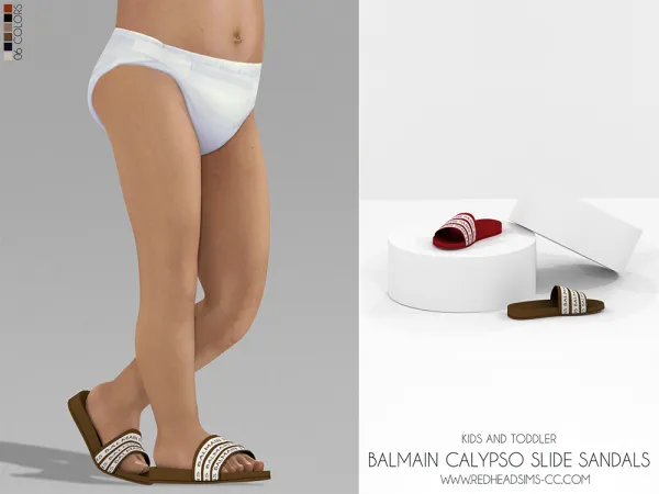 Alpha BALMAIN CALYPSO SLIDE SANDALS KIDS TODDLER - The Sims 4 Custom Content