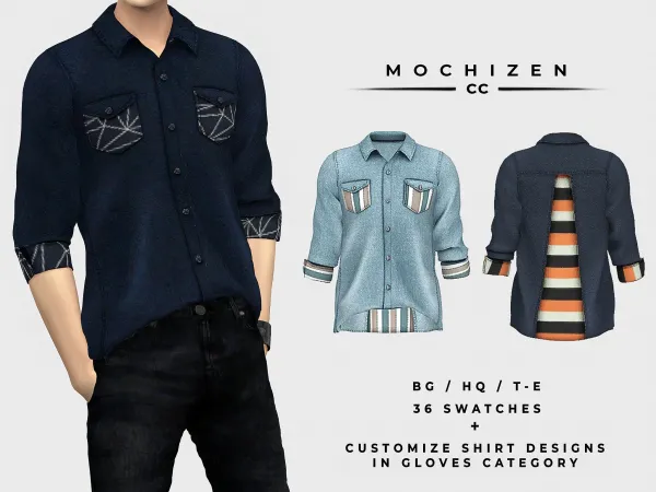 Mix Mochizen Splitted Denim Shirt - The Sims 4 Custom Content