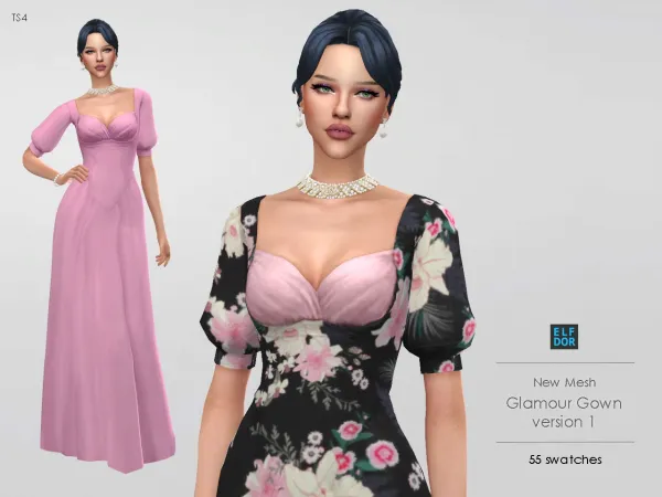 Maxis Match Glamour Gown V1 - The Sims 4 Custom Content