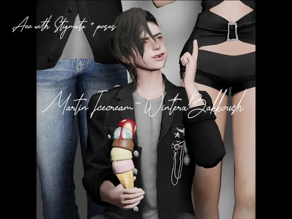 Mix WinterxBakkoush Martín Icecream Acc Poses - The Sims 4 Custom Content