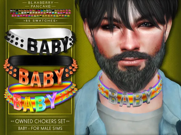 Alpha Owned Chokers Set BABY FOR MALE SIMS - The Sims 4 Custom Content