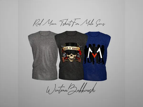 Alpha WinterxBakkoush Red Mon M T Shirt - The Sims 4 Custom Content