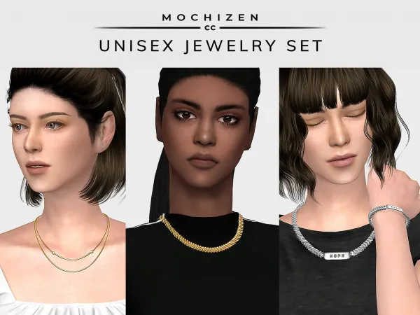 Alpha Mochizen Unisex Jewelry Set Female Vers. by mochizen-cc - The Sims 4 custom content