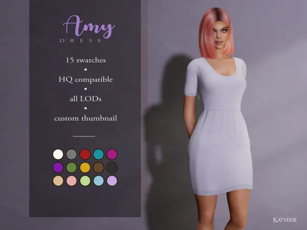Maxis Match Amy Dress - The Sims 4 Custom Content