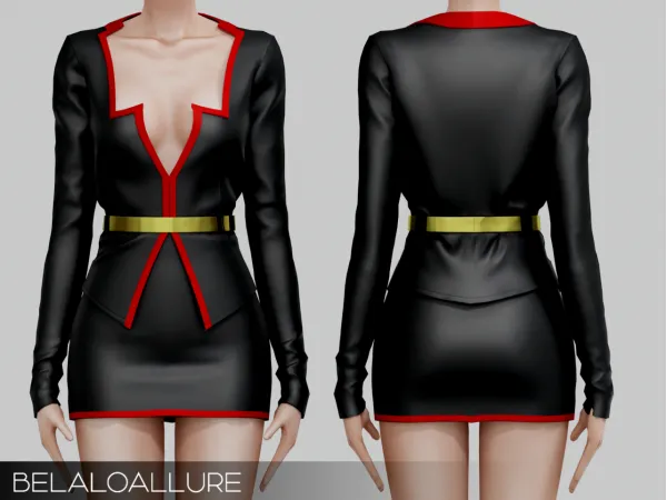 Alpha Belaloallure_CC Edgy leather suit by simsfinds - The Sims 4 Custom Content
