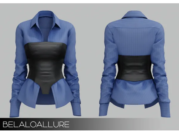 Alpha Belaloallure_CC Leather corset over shirt by simsfinds - The Sims 4 Custom Content