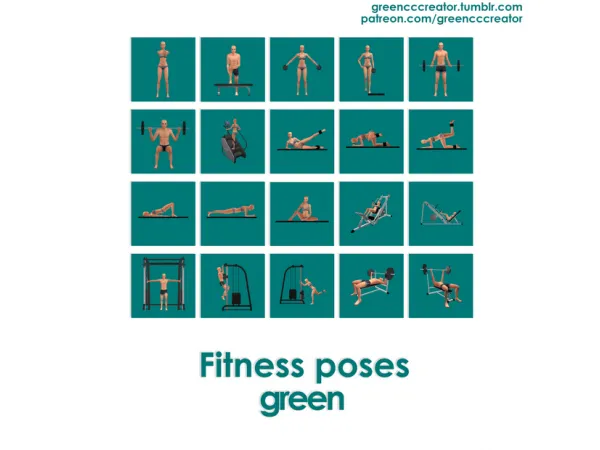 Maxis Match Fitness poses [green] by simsfinds - The Sims 4 Custom Content