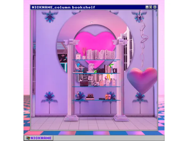 Alpha column bookshelf by give me a nickname - The Sims 4 Custom Content