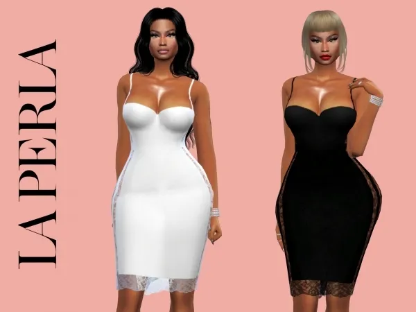 Maxis Match NICKI MINAJ La Perla Shape Allure Dress - The Sims 4 Custom Content