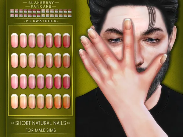 Alpha Blahberry Pancake Short Natural Nails (male) - The Sims 4 Custom Content