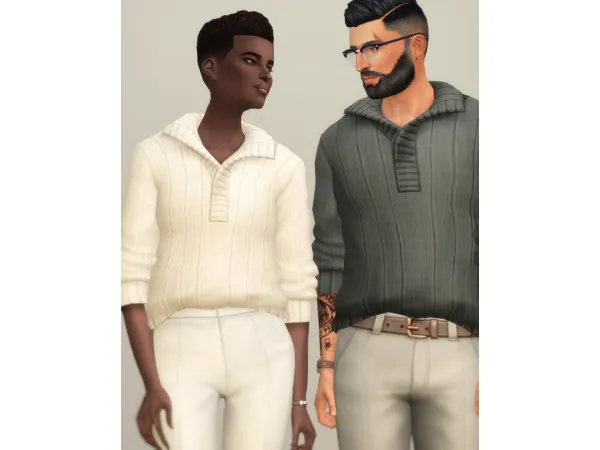 Maxis Match Basic Sweater VI 1 (Roll up) by Rusty's - The Sims 4 Custom Content