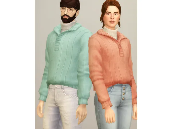 Maxis Match Basic Sweater VI 4 turtleneck by Rusty's - The Sims 4 Custom Content