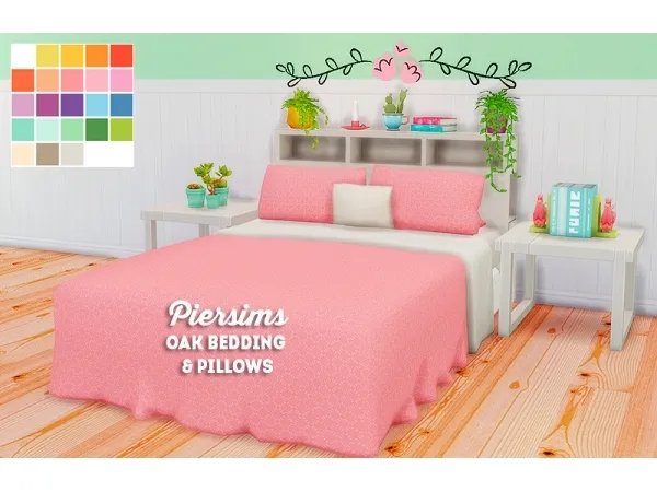 Maxis Match Pierisims oak bedding pillows recolors - The Sims 4 Custom Content