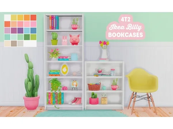 Maxis Match 2t4 IKEA Billy bookcases emptied slotted - The Sims 4 Custom Content