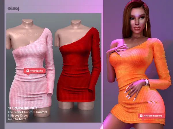 Alpha 1 Sleeve Dress by nitropanic - The Sims 4 Custom Content