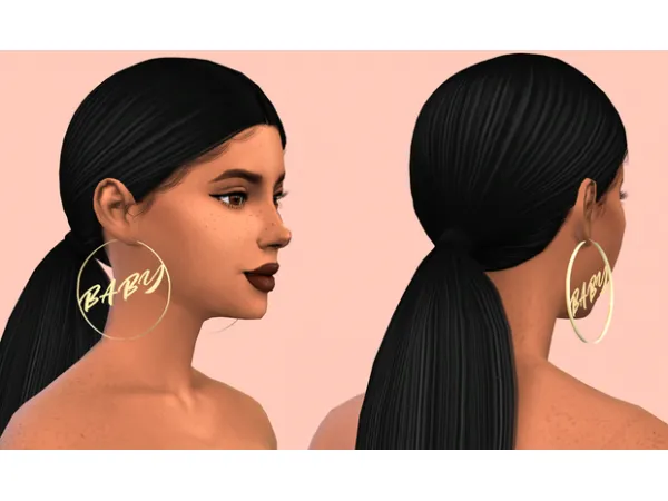 Alpha Baby Hoop Earrings by simmerkatex - The Sims 4 custom content