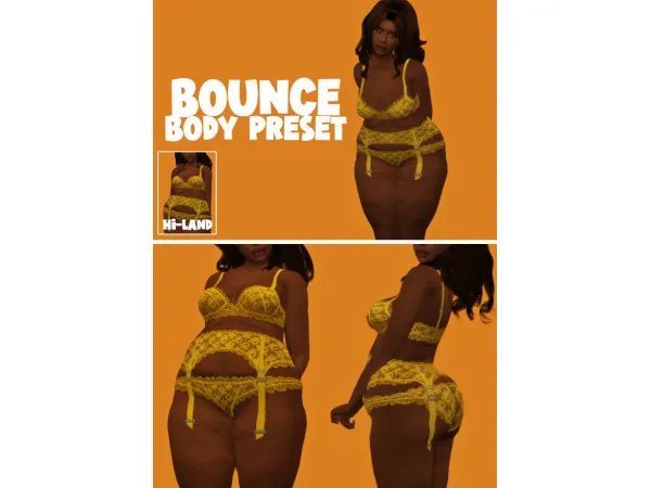 Maxis Match BOUNCE BODY PRESET land by hi - The Sims 4 Custom Content