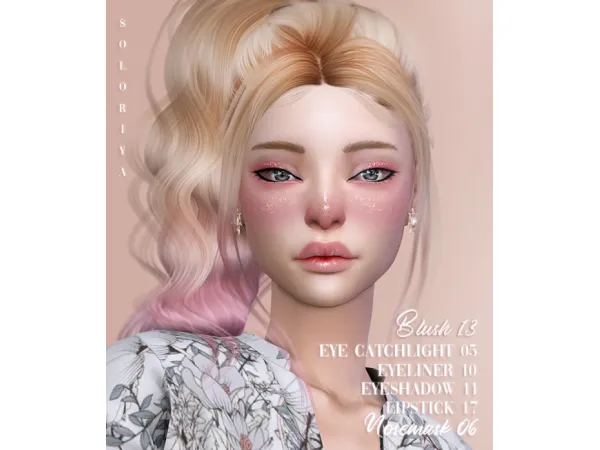 Alpha Blush 13 eye catchlight 05 eyeliner 10 eyeshadow 11 lipstick 17 nosemaske 06 Sims 4 by soloriya - The Sims 4 Custom Content
