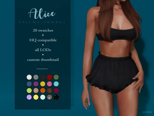 Alpha Alice Pajama Shorts - The Sims 4 Custom Content