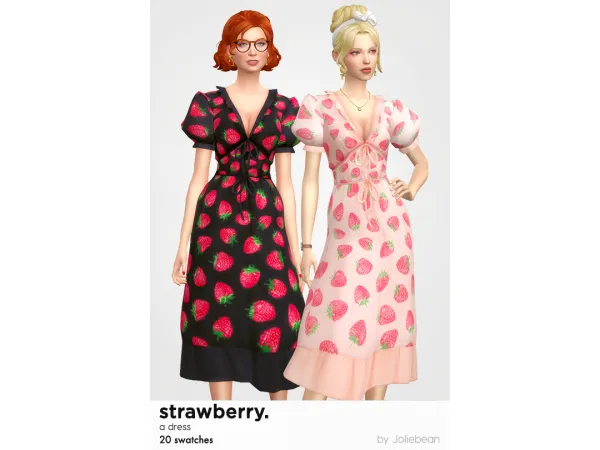 Maxis Match Strawberry dress by Joliebean - The Sims 4 Custom Content
