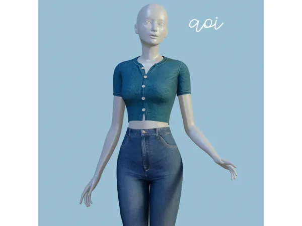 Alpha Aoi top by amelylina - The Sims 4 Custom Content