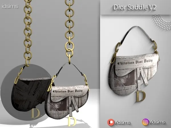 Alpha Dior Saddle Newspaper Purse by polygoncouture - The Sims 4 custom content