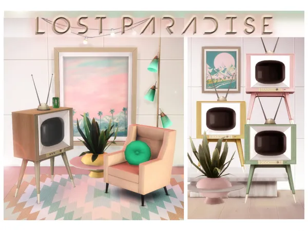 Alpha Lost Paradise Tubular Television - The Sims 4 Custom Content
