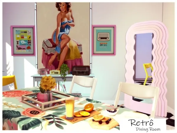Maxis Match Retrô Dining Room - The Sims 4 Custom Content